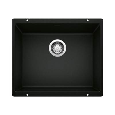 Blanco Precis Undermount Single Bowl Kitchen Sink - 21" - Silgranit in Coal Black