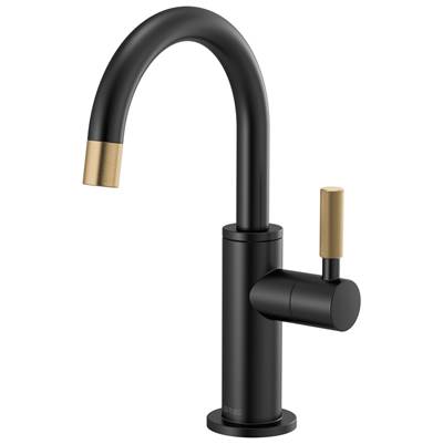 Brizo Litze® Beverage Faucet - Arc Spout - Knurled Handle in Matte Black With Luxe Gold