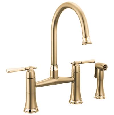 Brizo The Tulham® Kitchen Bridge Faucet - Side Spray - 1.8 GPM in Luxe Gold With Polished Gold