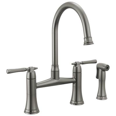 Brizo The Tulham® Kitchen Bridge Faucet - Side Spray - 1.8 GPM in Luxe Steel