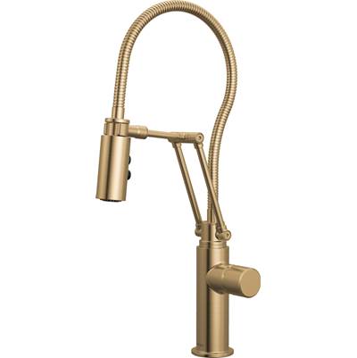 Brizo Odin® Articulating Kitchen Faucet - Less Handle - Finished Hose in Luxe Gold