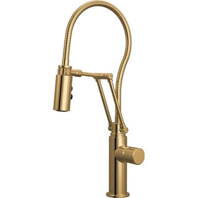 Brizo Odin® Articulating Kitchen Faucet - Less Handle - Finished Hose in Polished Gold
