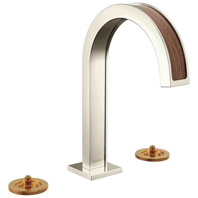 Brizo Frank Lloyd Wright® Widespread Bathroom Sink Faucet - Arc Spout - 1.2 GPM in Polished Nickel Wood