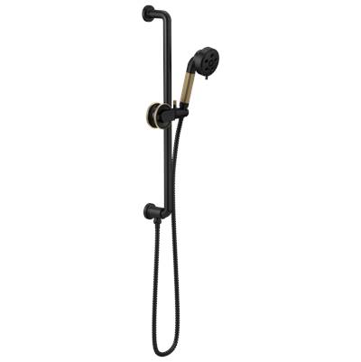Brizo Litze® Hand Shower Slide Bar - H2Okinetic in Matte Black With Luxe Gold