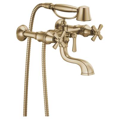 Brizo Rook® Two-Handle Tub Filler - Cross Handles - 1.75 GPM in Luxe Gold
