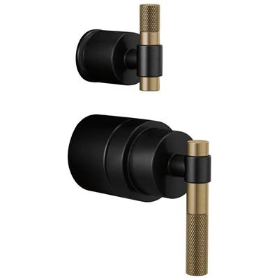 Brizo Litze® Pressure Balance Valve Handle - T-Lever with Diverter Trim in Matte Black With Luxe Gold