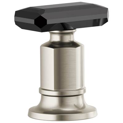 Brizo Invari® Roman Tub Faucet - Black Crystal Knob Handle Kit in Luxe Nickel With Black Crystal