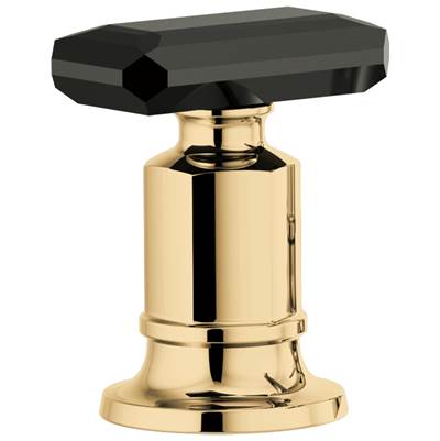 Brizo Invari® Roman Tub Faucet - Black Crystal Knob Handle Kit in Polished Gold With Black Crystal
