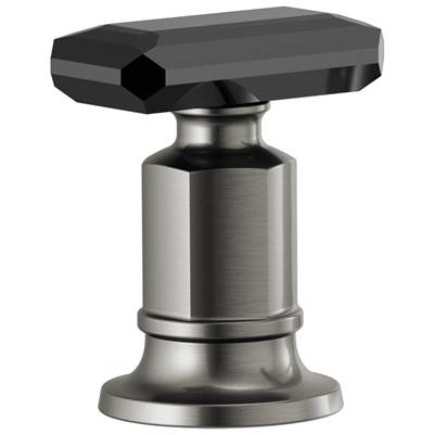 Brizo Invari® Roman Tub Faucet - Black Crystal Knob Handle Kit in Luxe Steel With Black Crystal