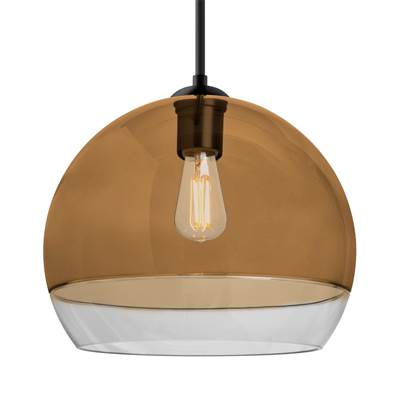 Besa Lighting Ally 12 Mini Pendant - Amber Clear - 1-Light in Black