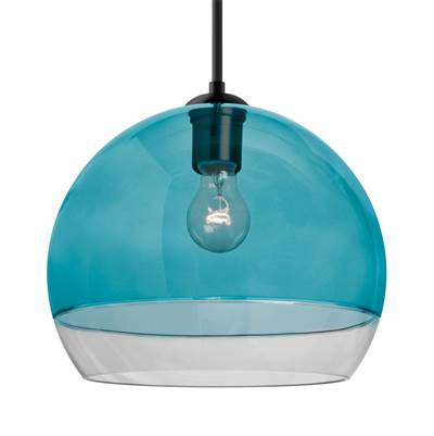 Besa Lighting Ally 12 Mini Pendant - Coral Blue Clear - 1-Light in Black