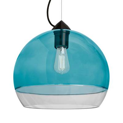 Besa Lighting Ally 12 Cable Pendant - Coral Blue Clear - 8W LED Filament in Black
