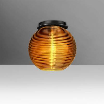 Besa Lighting Kristall 8 Semi Flush Light - Amber - 1X9W LED in Black