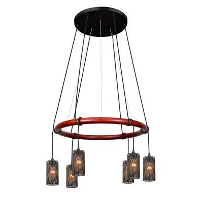 Besa Lighting Cirque 6-Light Pendant - 120V - 60W Medium Base - Mesh Shades in Black