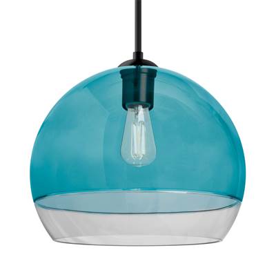 Besa Lighting Ally 12" Coral Blue Mini Pendant - 1-Light in Black