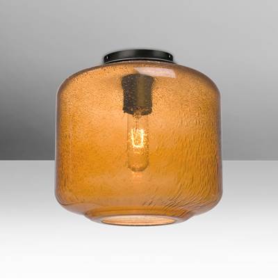 Besa Lighting Niles 10 Semi Flush Light - Amber Bubble - 1X60W Max E26 Base in Black