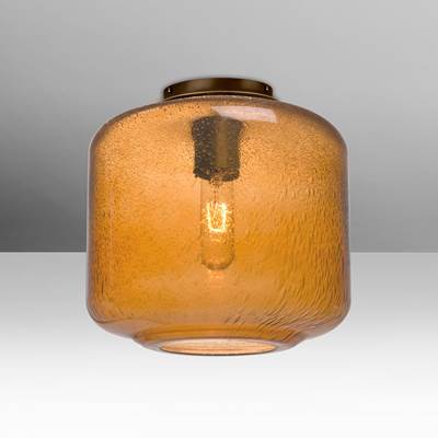 Besa Lighting Niles 10 Semi Flush - Amber Bubble - 4W LED Filament in Bronze