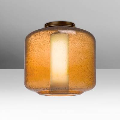 Besa Lighting Niles 10 Semi Flush - Amber Bubble Opal - 5W LED in Bronze