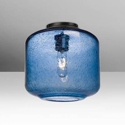 Besa Lighting Niles 10 Semi Flush - Blue Bubble - 60W in Black