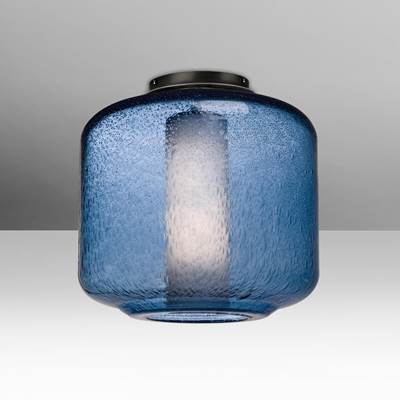 Besa Lighting Niles 10 Semi Flush - Blue Bubble Opal - 60W in Black