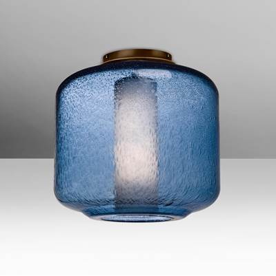 Besa Lighting Niles 10 Semi Flush - Blue Bubble Opal - 5W LED in Bronze