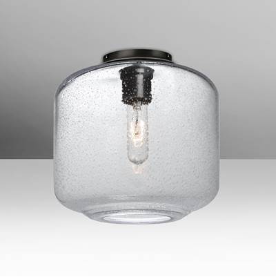 Besa Lighting Niles 10 Semi Flush - Clear Bubble - 60W in Black