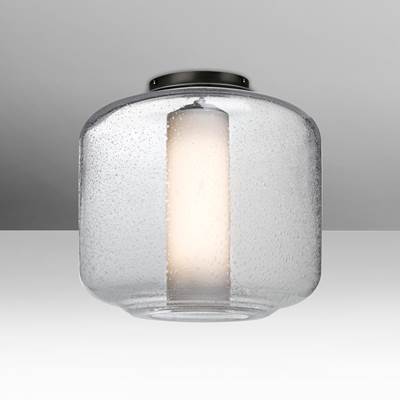Besa Lighting Niles 10 Semi Flush - Clear Bubble Opal - 60W in Black