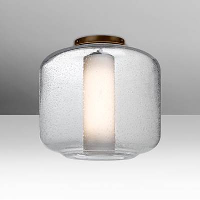Besa Lighting Niles 10 Semi Flush - Clear Bubble Opal - 5W LED in Bronze
