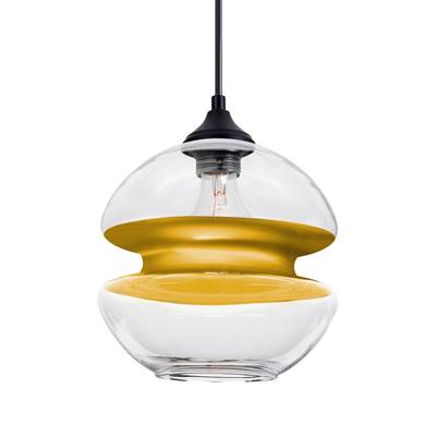 Besa Lighting Hula 8 Outdoor Pendant - Clear/Gold - 1X 60W Max E26 in Black