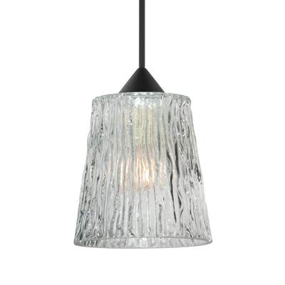 Besa Lighting Nico Drum Pendant - Clear Stone - 1X35W Max Gy6.35 in Black