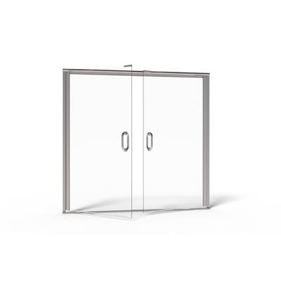 Basco Semi-Frameless Continuous-Hinge French Door - 1/4" Aquaglidexp Clear Glass in Brushed Gold