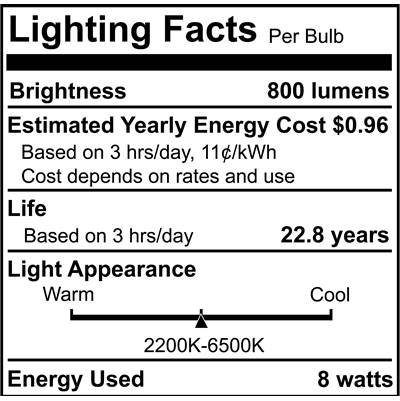 Bulbrite Smart Led Wifi Bulb - 8W (60W Equivalent) - A19 - White Light - 1Pk in Frosted