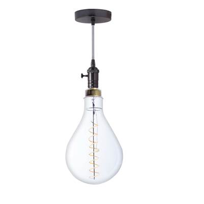 Bulbrite Pendant - 4W Led Pear Grand 2200K Filament - Silver String in Gunmetal Black
