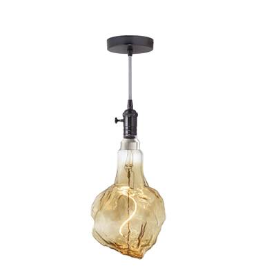 Bulbrite Glacier Natural Grand Pendant - 4W 2200K LED Filament in Gunmetal Black with Silver String