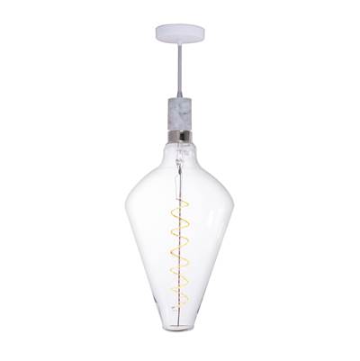 Bulbrite Diamond Grand Pendant - 4W 2200K LED Filament in White Marble with White String