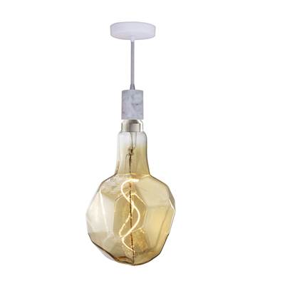 Bulbrite Jewel Natural Grand Pendant - 4W 2200K LED Filament in White Marble with White String