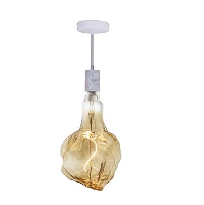 Bulbrite Glacier Natural Grand Pendant - 4W 2200K LED Filament in White Marble with White String