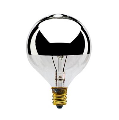 Bulbrite 40W G16 Half Mirror - E12 - 120V in Half Chrome