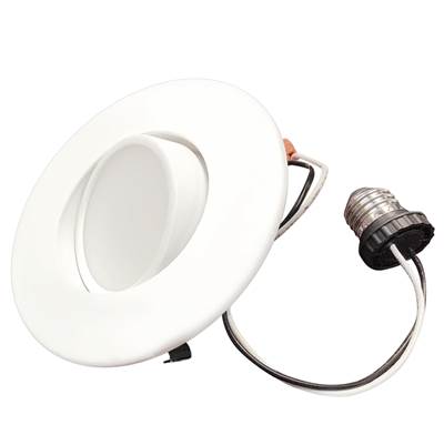 Bulbrite 4" LED Downlight Retrofit - 9W, 2700K, Adjustable Gimbal, Dimmable, JA8 in White