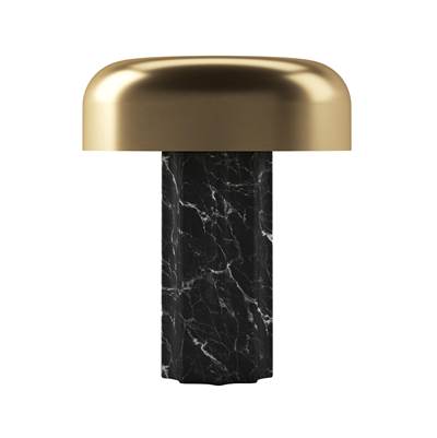 Bulbrite Fluted Column Cordless Table Lamp in Black Marble Brushed Brass