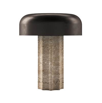 Bulbrite Fluted Column Cordless Table Lamp in Travertine Chocolate Bronze