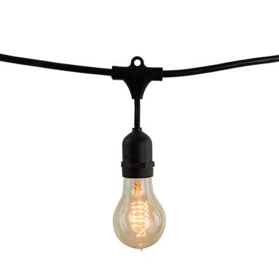 Bulbrite 48' String Light - 15 Sockets - E26 Base - 25W A19 Nostalgic Loop Incandescent in Black