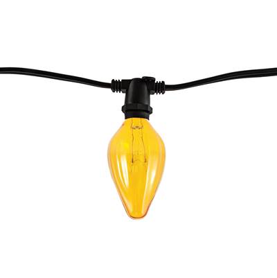 Bulbrite 14' String Light - 10 Sockets - E12 Base - 15W Fiesta Amber in Black