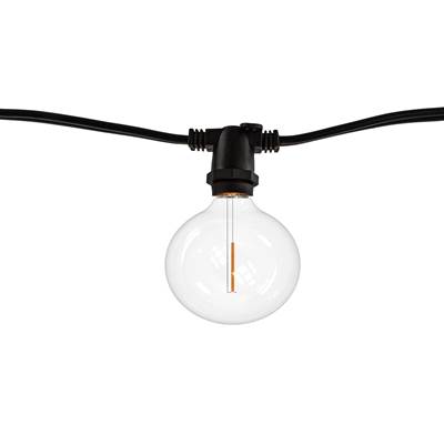 Bulbrite 14' String Light - 10 Sockets - 16'' Spacing - E12 Base - 1W Plastic LED G16 Clear in Black