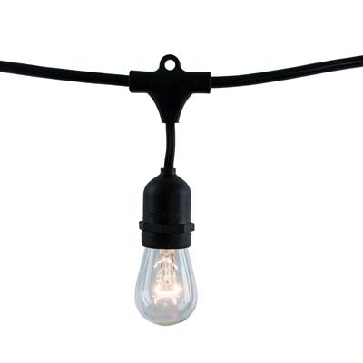 Bulbrite 30' String Light - 12 Sockets - 30'' Spacing - E26 Base - 11W S14 Clear Incandescent in Black