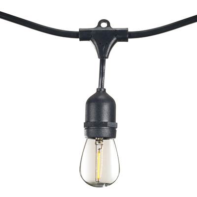 Bulbrite 30' String Light - 12 Sockets - 30'' Spacing - E26 Base - 1W Plastic LED S14 Clear in Black