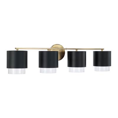 Capital Lighting Weller 4-Light Cylindrical Metal Vanity - 33.50"W x 8.25"H in Matte Brass Black