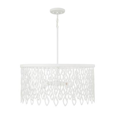 Capital Lighting Phoebe 24"W x 23.5"H 4-Light Lasercut Metal Pendant in Matte White