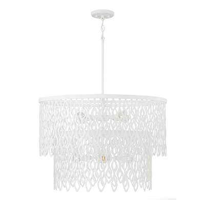 Capital Lighting Phoebe 27"W x 30.5"H 7-Light Lasercut Two-Tier Metal Pendant in Matte White