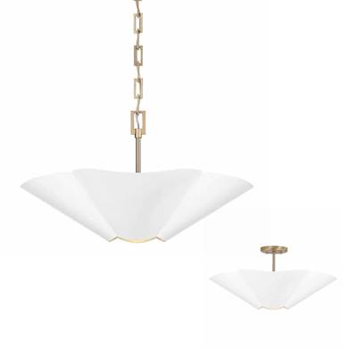 Capital Lighting Maeve Modern Botanical Dual Mount Pendant - 23.5" W x 7.25" H - 4-Light in Matte Brass White